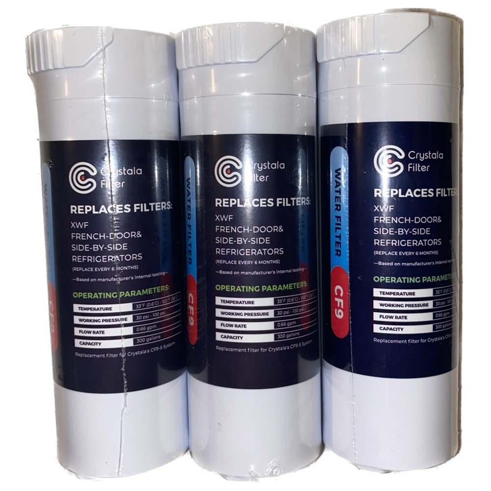 Crystala CF9 Water Filter Replaces GE XWF for Crystala CF9-S System, 3PK
